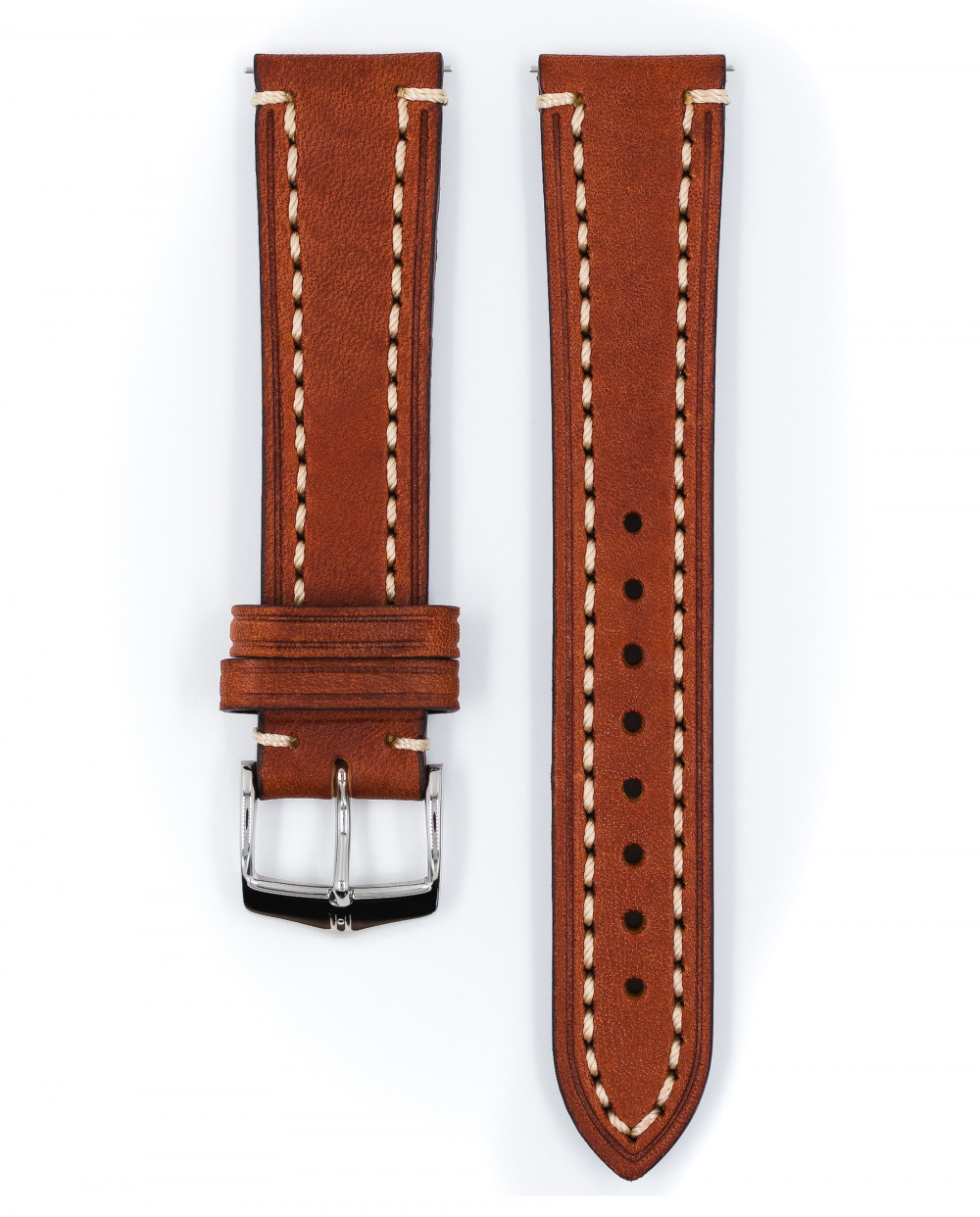 Hirsch Massai Ostrich Leather Watch Strap - Golden Brown - L - 20mm / 16mm - Shi