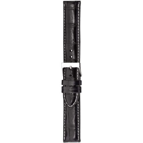 Herzog Premium Kroko valódi krokodilbőr fekete fehér varrással - 20mm / M/L - 115/75mm